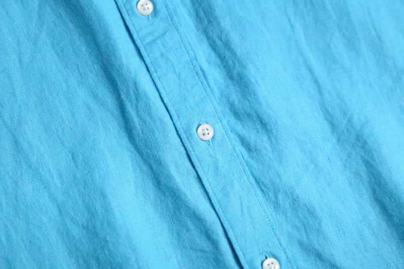 light blue color linen button-down shirt