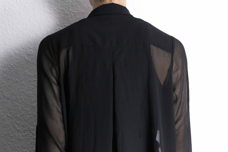 black long length L/S sheer shirt