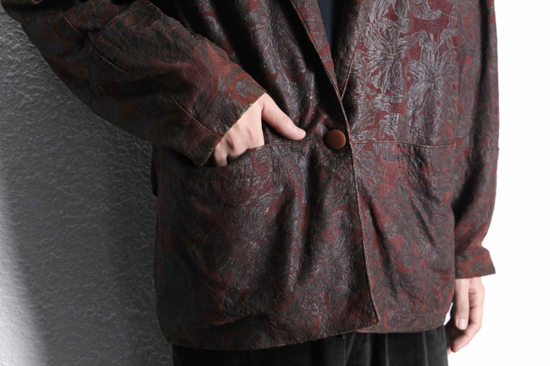 bordeaux big flower design soft leather easy jacket