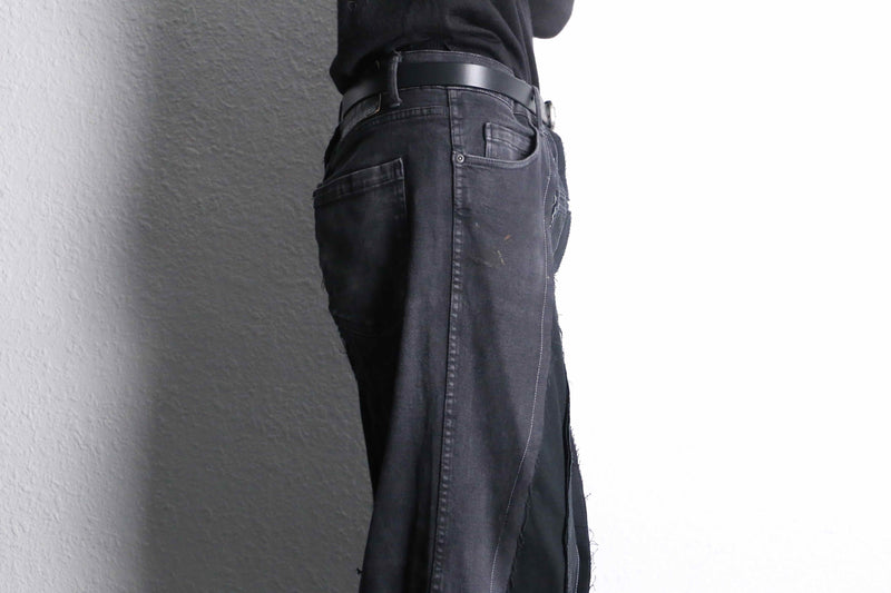 Covington ブラック ワイドレッグデニム リメイク 再構築 Re:make'' wide black denim pants