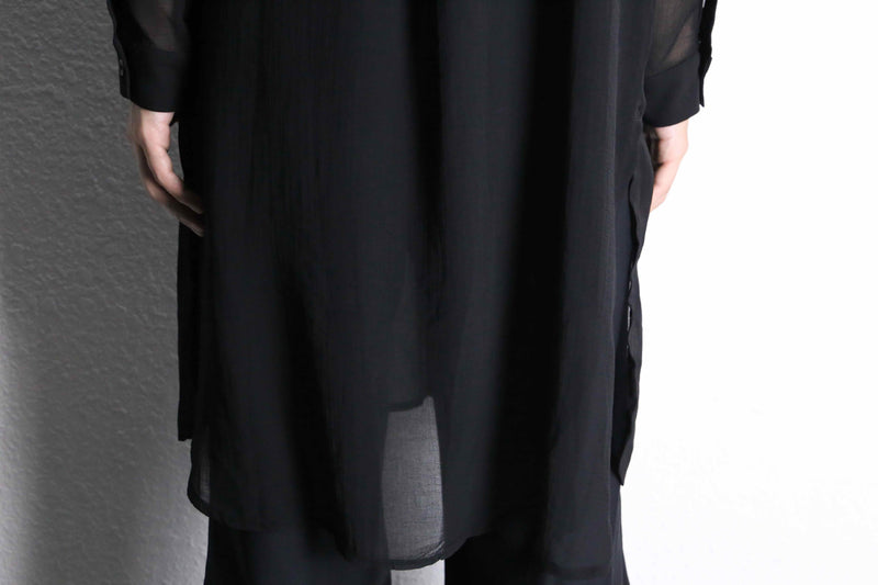 black long length L/S sheer shirt