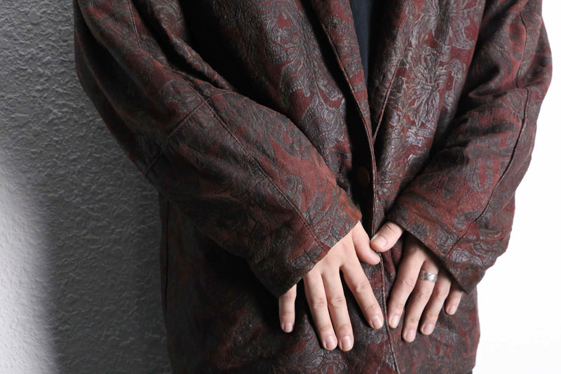 bordeaux big flower design soft leather easy jacket