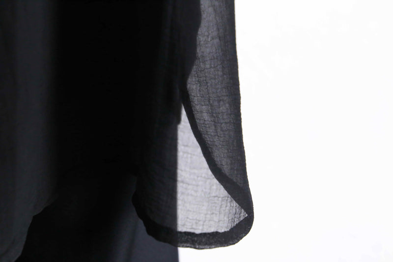black long length L/S sheer shirt