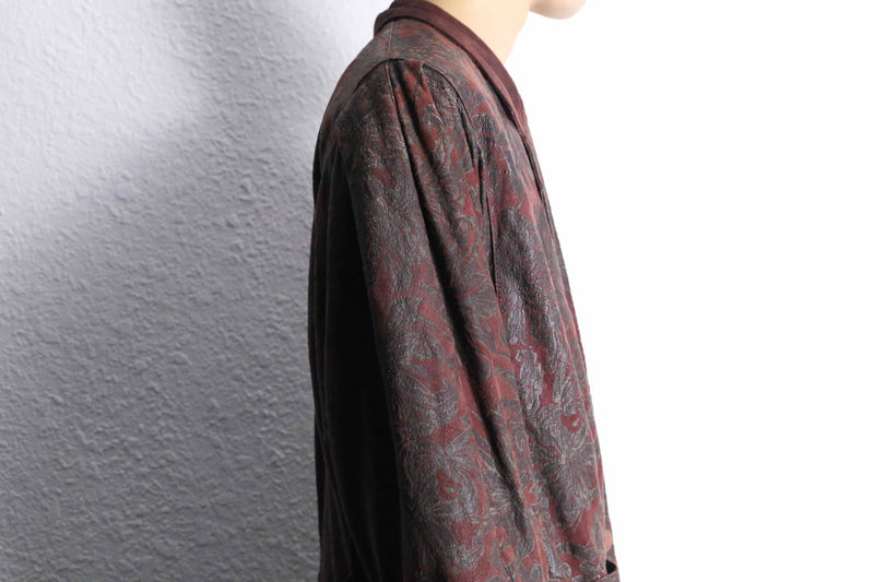 bordeaux big flower design soft leather easy jacket