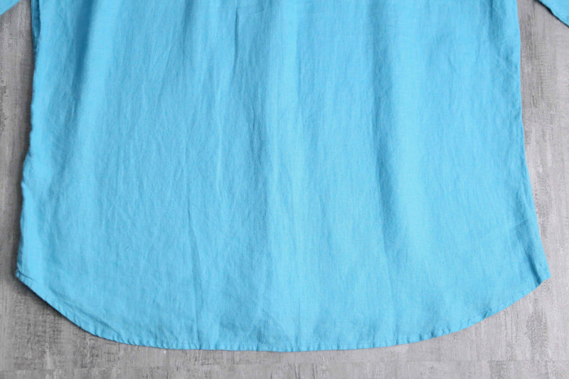 light blue color linen button-down shirt