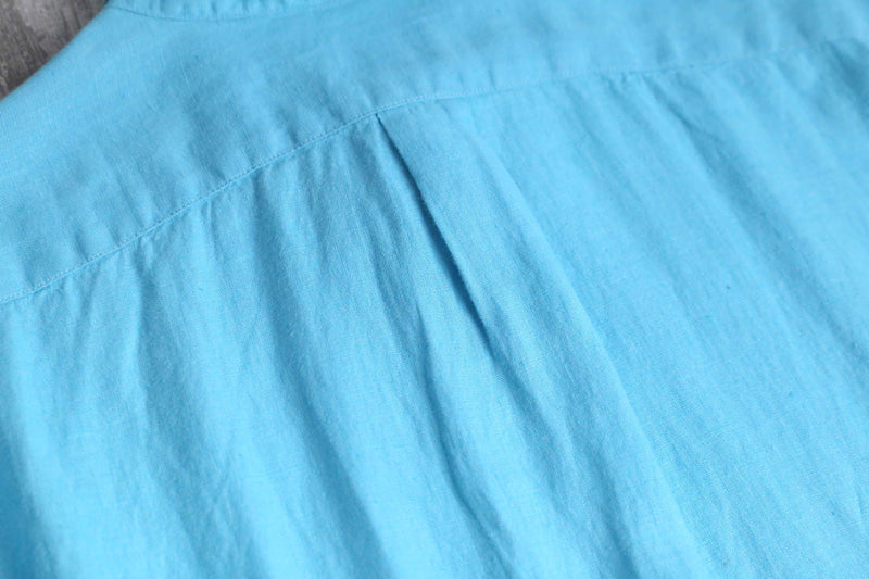 light blue color linen button-down shirt