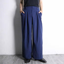 blue 2tuck wide straight easy pants
