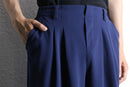 blue 2tuck wide straight easy pants