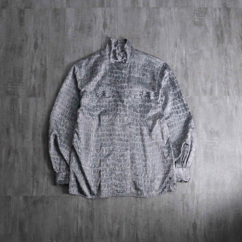 1990s ANNE KLEIN all silver jacquard shirt