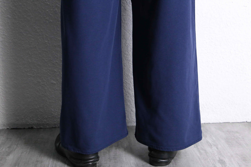 blue 2tuck wide straight easy pants