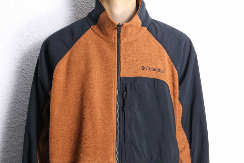 "Columbia" orange × black zip up fleece jacket