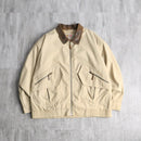 beige leather collar multi pocket blouson