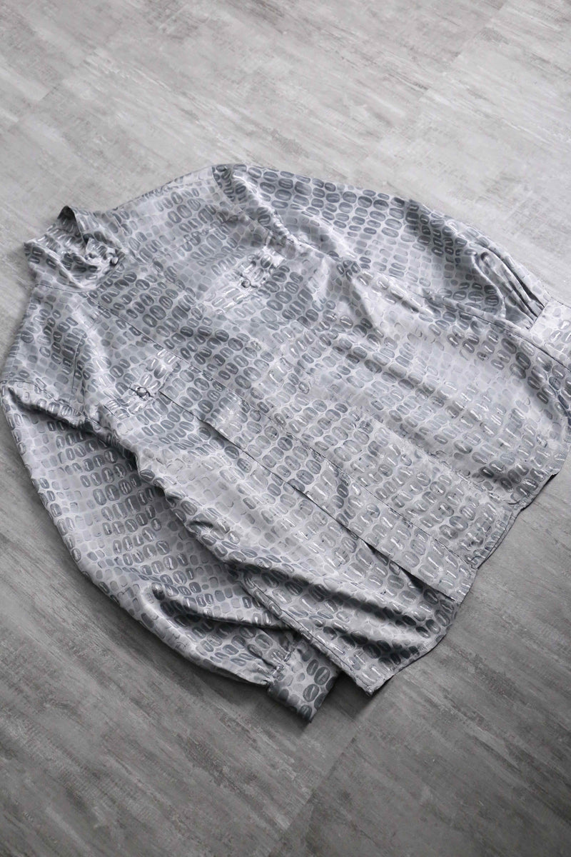 1990s ANNE KLEIN all silver jacquard shirt