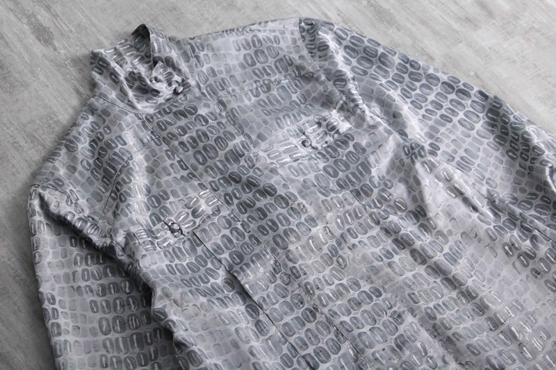 1990s ANNE KLEIN all silver jacquard shirt