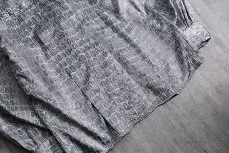 1990s ANNE KLEIN all silver jacquard shirt
