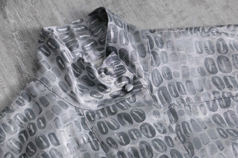 1990s ANNE KLEIN all silver jacquard shirt