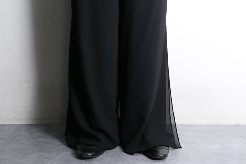 black sheer layered easy pants