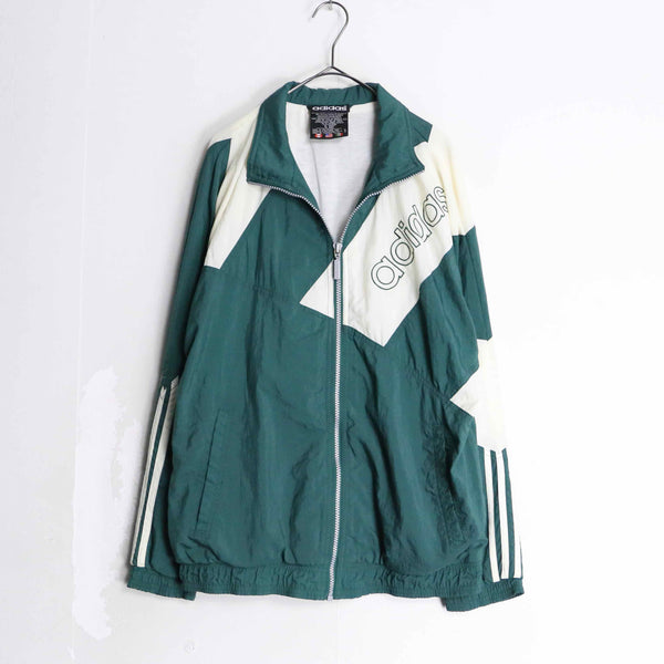 "adidas" green × white nylon track jacket