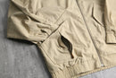beige leather collar multi pocket blouson