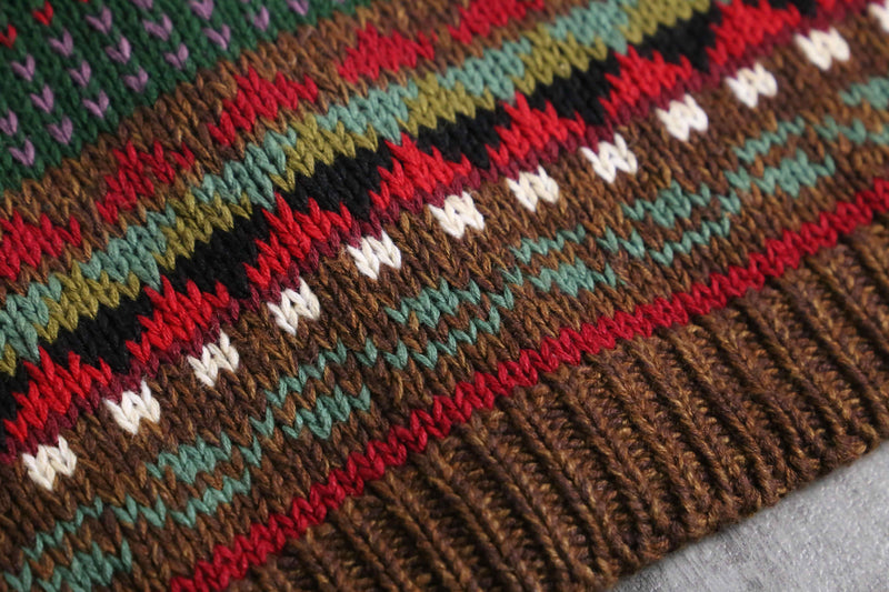 multicolored many motif design knit cardigan