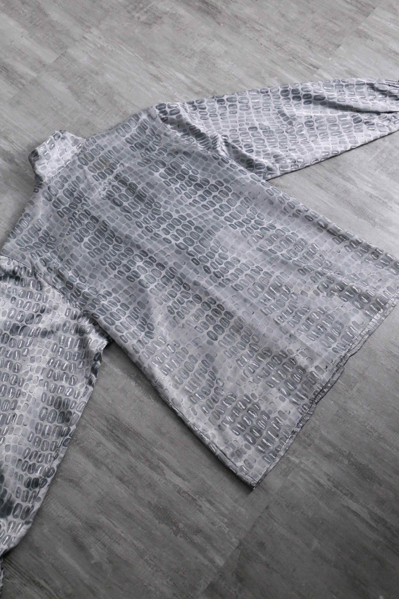 1990s ANNE KLEIN all silver jacquard shirt