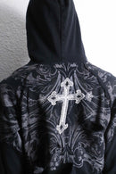 black grunge damage zip hoodie
