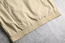 beige leather collar multi pocket blouson