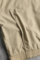 beige leather collar multi pocket blouson