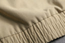 beige leather collar multi pocket blouson