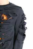 "Re:make" y2k skull design layered BORO custom sweat