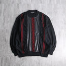 “BAGAZIO” leather panel 3d knit sweater