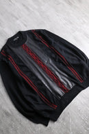 “BAGAZIO” leather panel 3d knit sweater