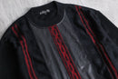 “BAGAZIO” leather panel 3d knit sweater