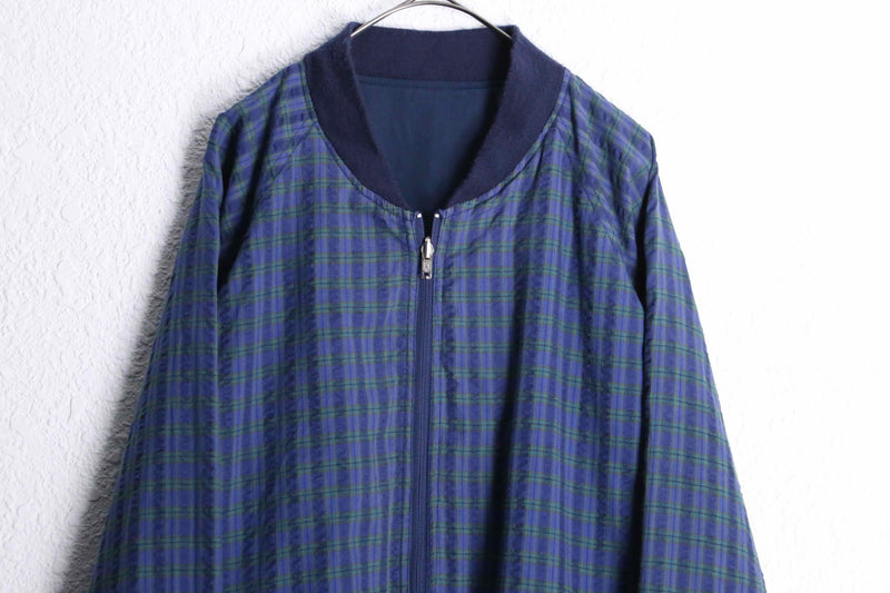 navy check reversible blouson