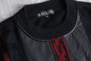 “BAGAZIO” leather panel 3d knit sweater