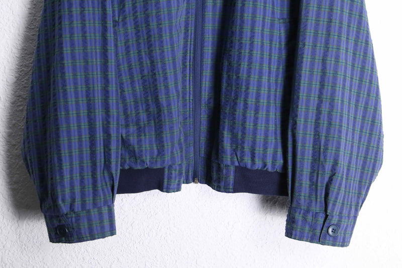 navy check reversible blouson