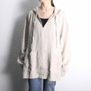 ivory linen skipper hoodie shirt