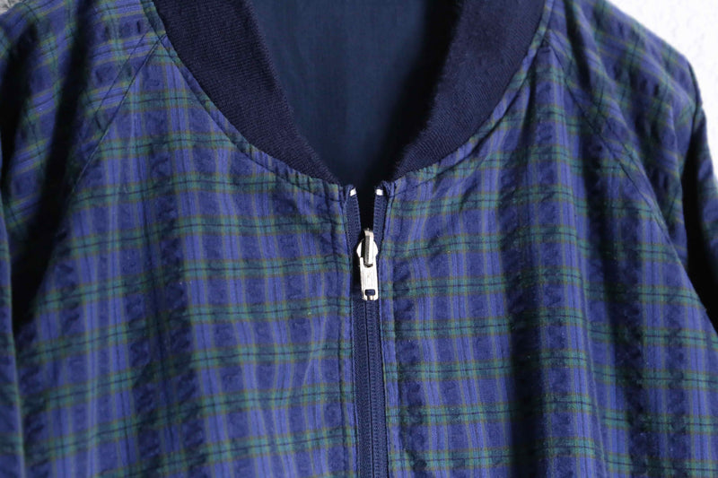 navy check reversible blouson