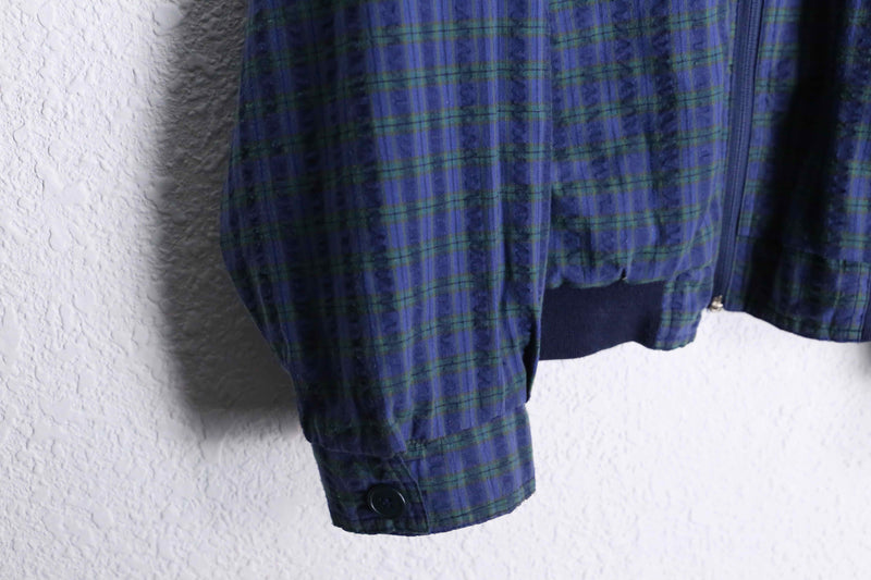 navy check reversible blouson