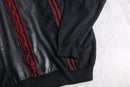 “BAGAZIO” leather panel 3d knit sweater