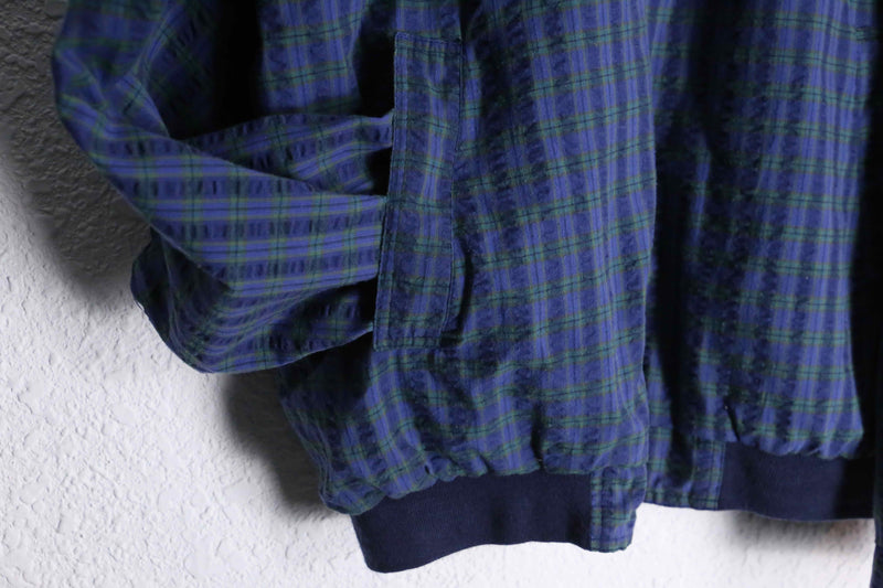 navy check reversible blouson