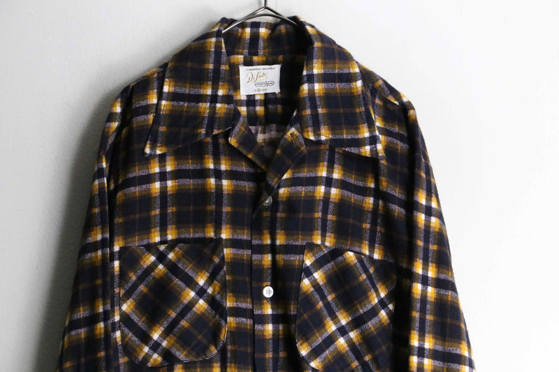 70's vintage wool flannel check shirt