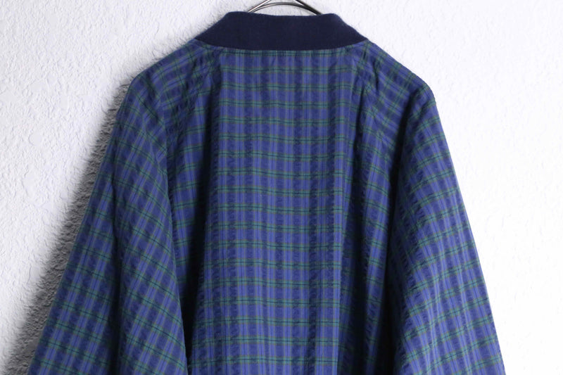 navy check reversible blouson