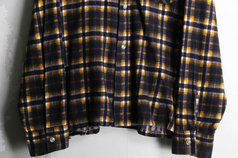 70's vintage wool flannel check shirt