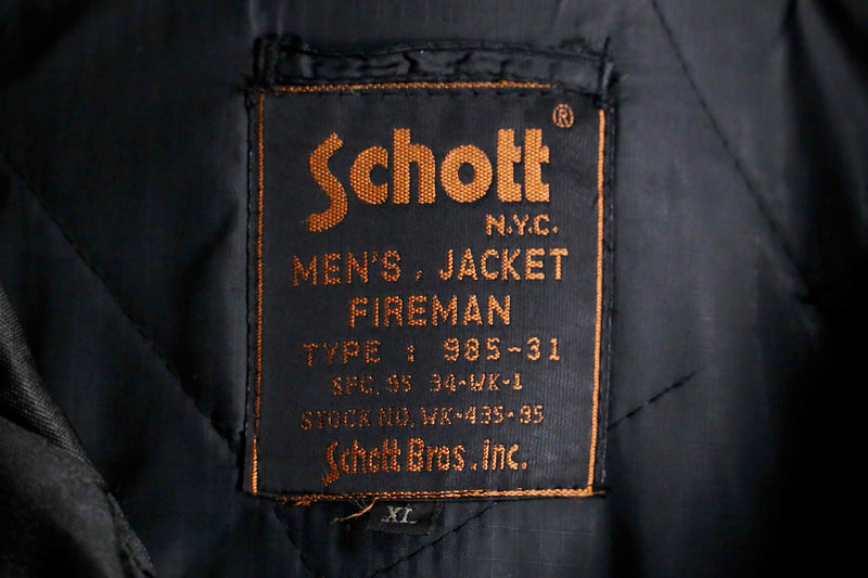 "schott" black fireman jacket