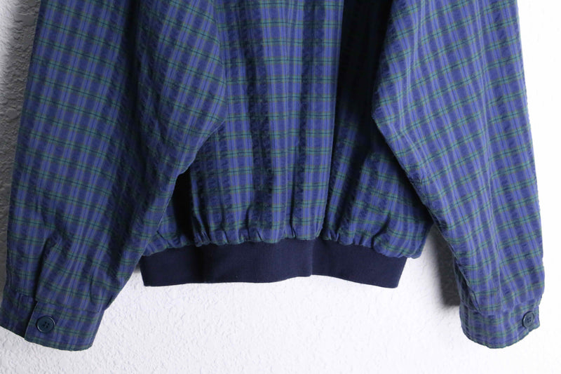 navy check reversible blouson