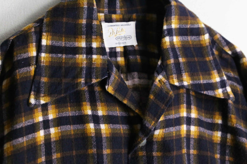 70's vintage wool flannel check shirt