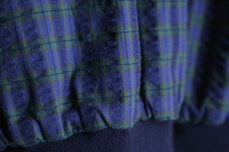navy check reversible blouson