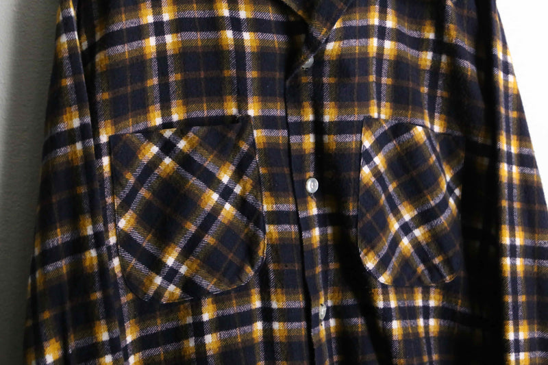 70's vintage wool flannel check shirt