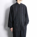 1990’s “PRONTI” pattern mix collarless L/S shirt